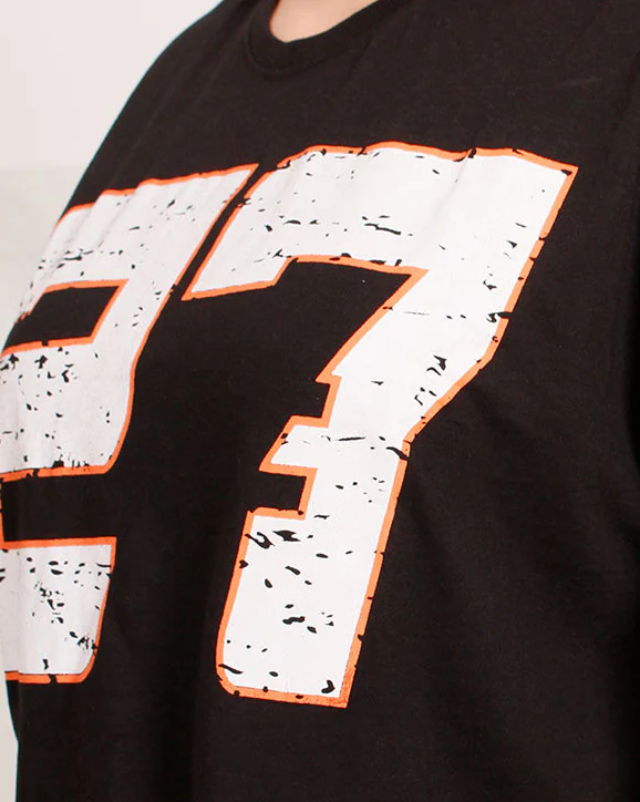 Ravin Men's Distressed "27" Graphic Cropped Heavyweight T-Shirt - Black - O203251 - Image 4