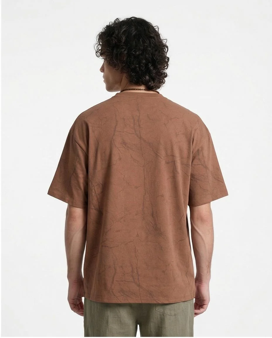 Ravin | Men’s Earth-Tone Marble Oversized T-Shirt - Brown - R209090 - Image 2
