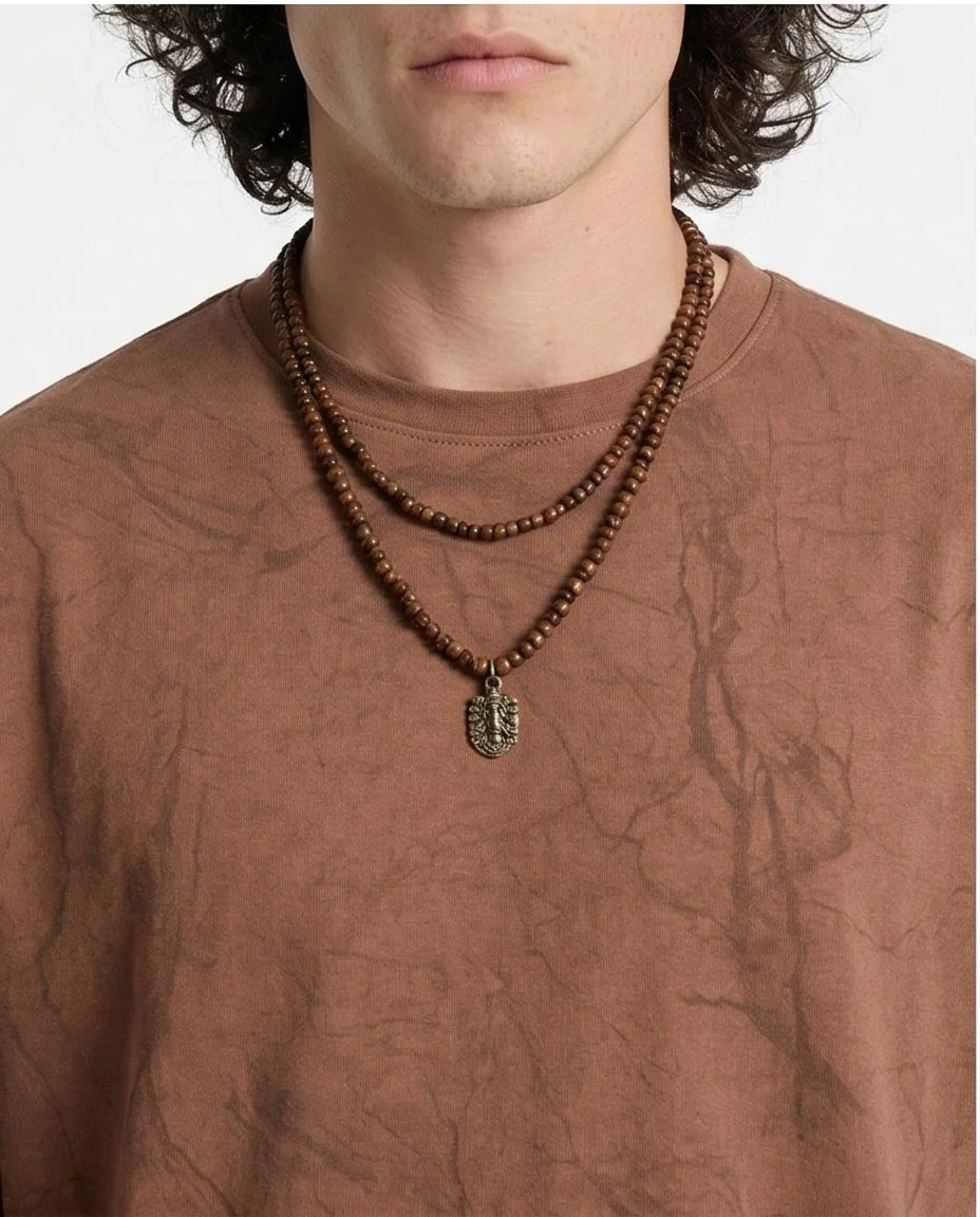Ravin | Men’s Earth-Tone Marble Oversized T-Shirt - Brown - R209090 - Image 3