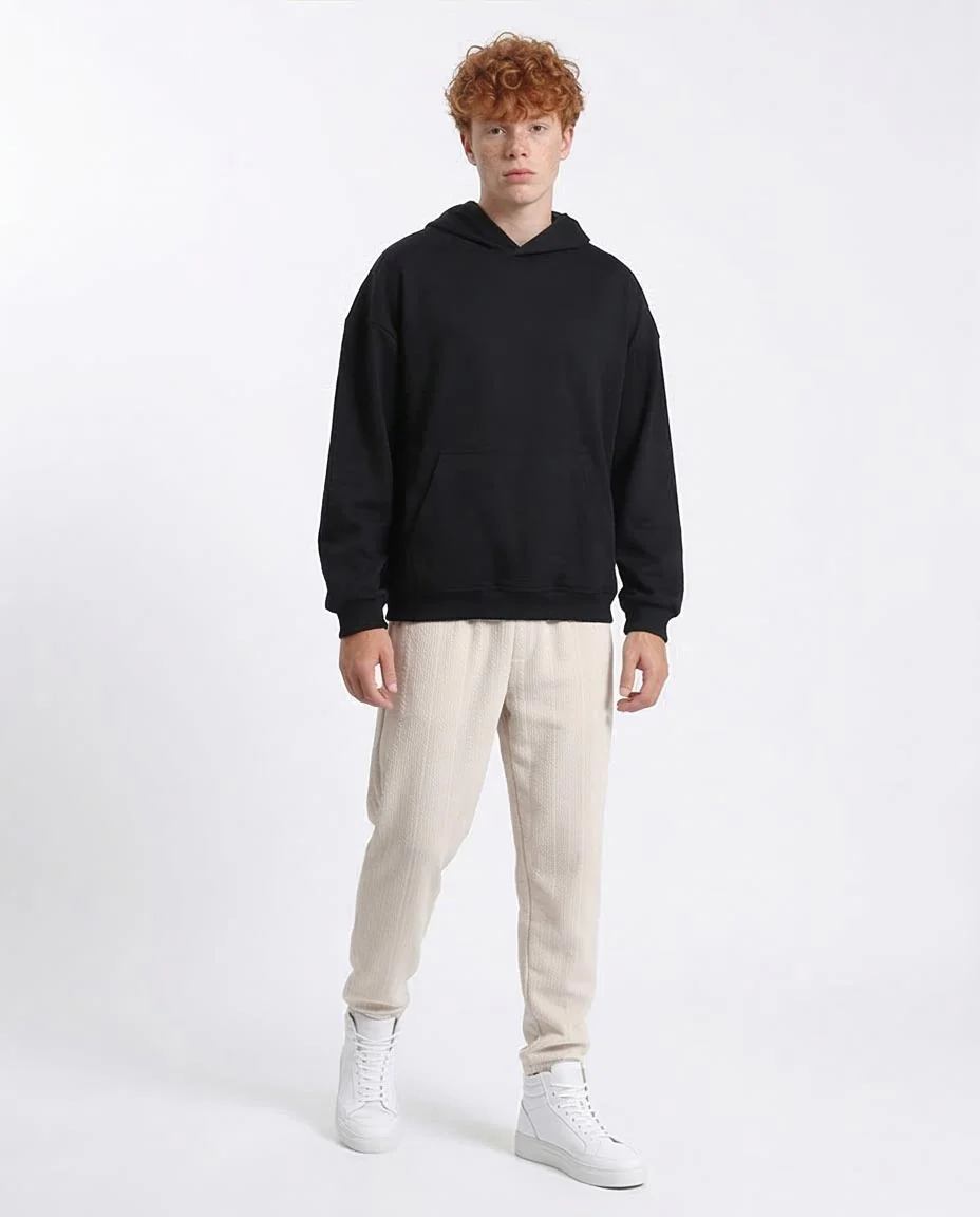 RAVIN Men’s Elevated Oversized Essential Hoodie – Black - R214593 - Image 3