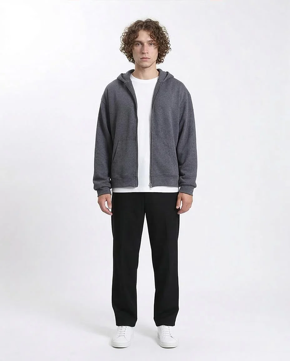 Ravin Men’s Elevated Relaxed Zip-Up Hoodie – Charcoal Heather - R214039 - Image 3