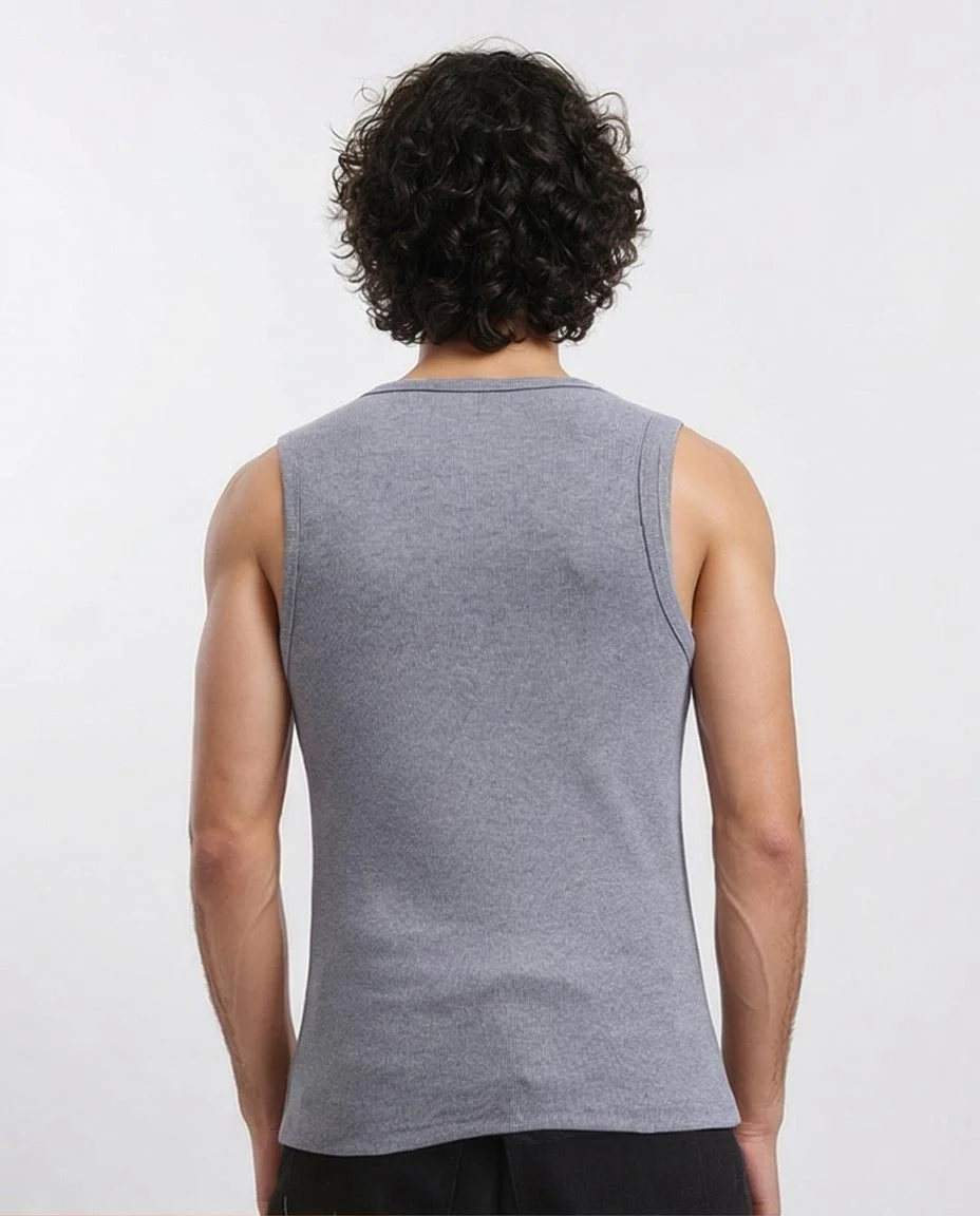 Ravin Men’s Essential Ribbed Tank Top – Grey Heather - R207263 - Image 2