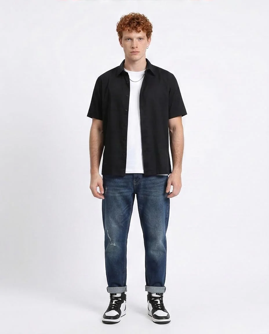 Ravin Men's Essential Short Sleeve Button-Down Shirt – Black - R210042 - Image 3