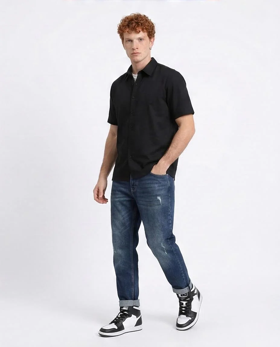 Ravin Men's Essential Short Sleeve Button-Down Shirt – Black - R210042 - Image 5