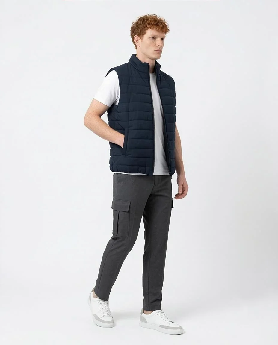 Ravin Men’s FW25 Canvas Padded High-Neck Vest – Navy - R215936 - Image 4