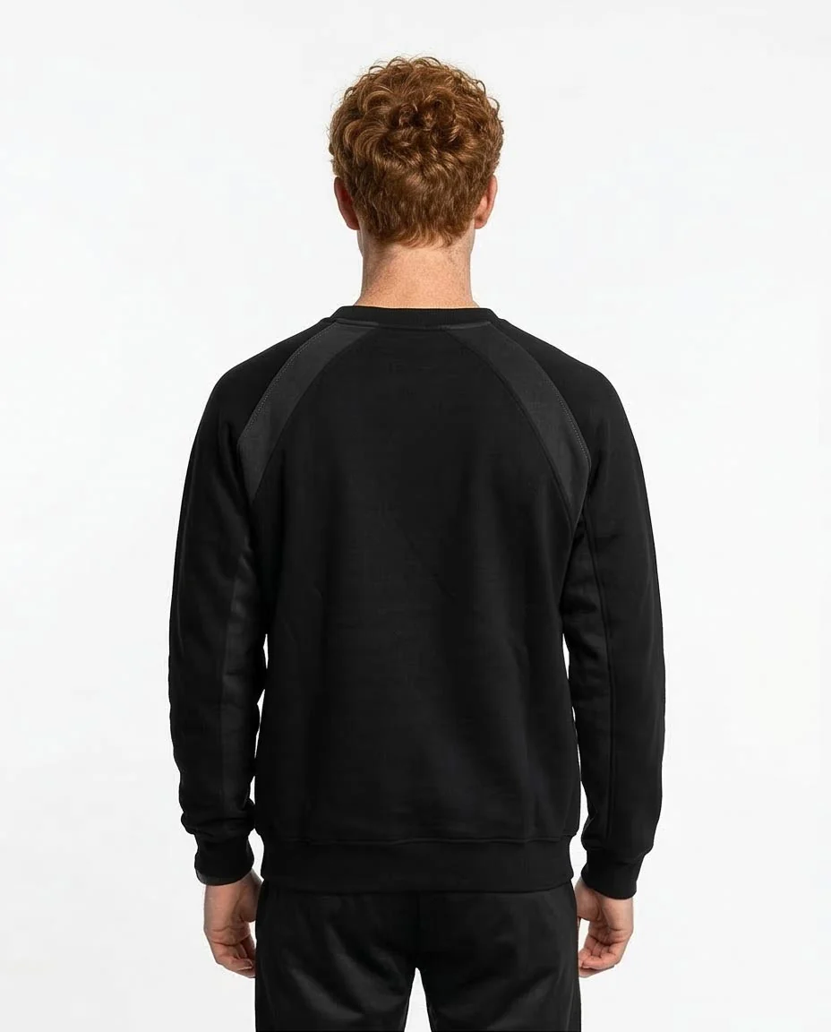 Ravin Men's FW25 Raglan Crew-Neck Melton Sweatshirt – Black "Upward Stars" Graphic - R214781 - Image 2