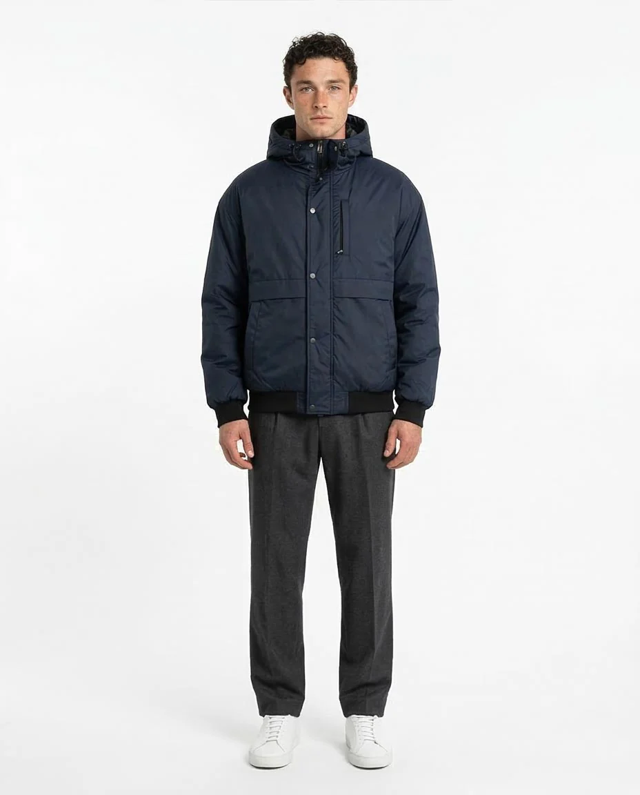 Ravin Men’s FW25 Water-Resistant Padded Hooded Jacket – Navy Blue - R213112 - Image 3