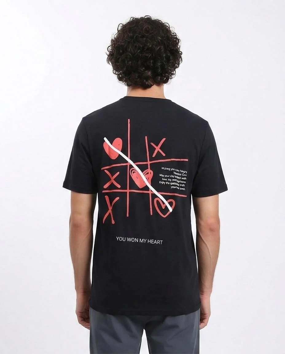 Ravin Men's "Game of Love" Tic-Tac-Toe Graphic T-Shirt - 100% Premium Cotton - Black - R209370 - Image 2
