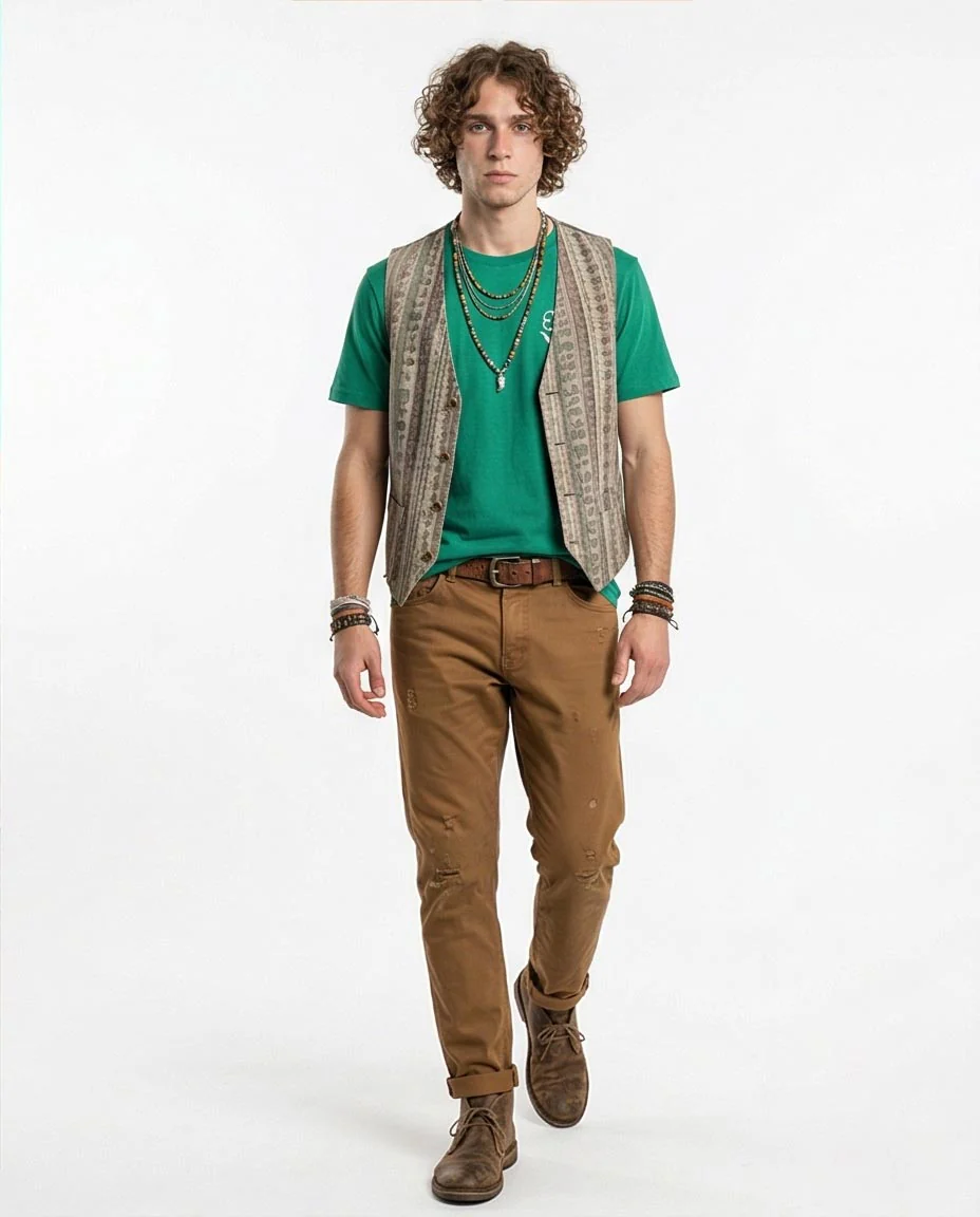 Ravin Men’s Graphic T-Shirt – Kelly Green "Doodle Flower" Artistic Print Tee - O203071 - Image 4