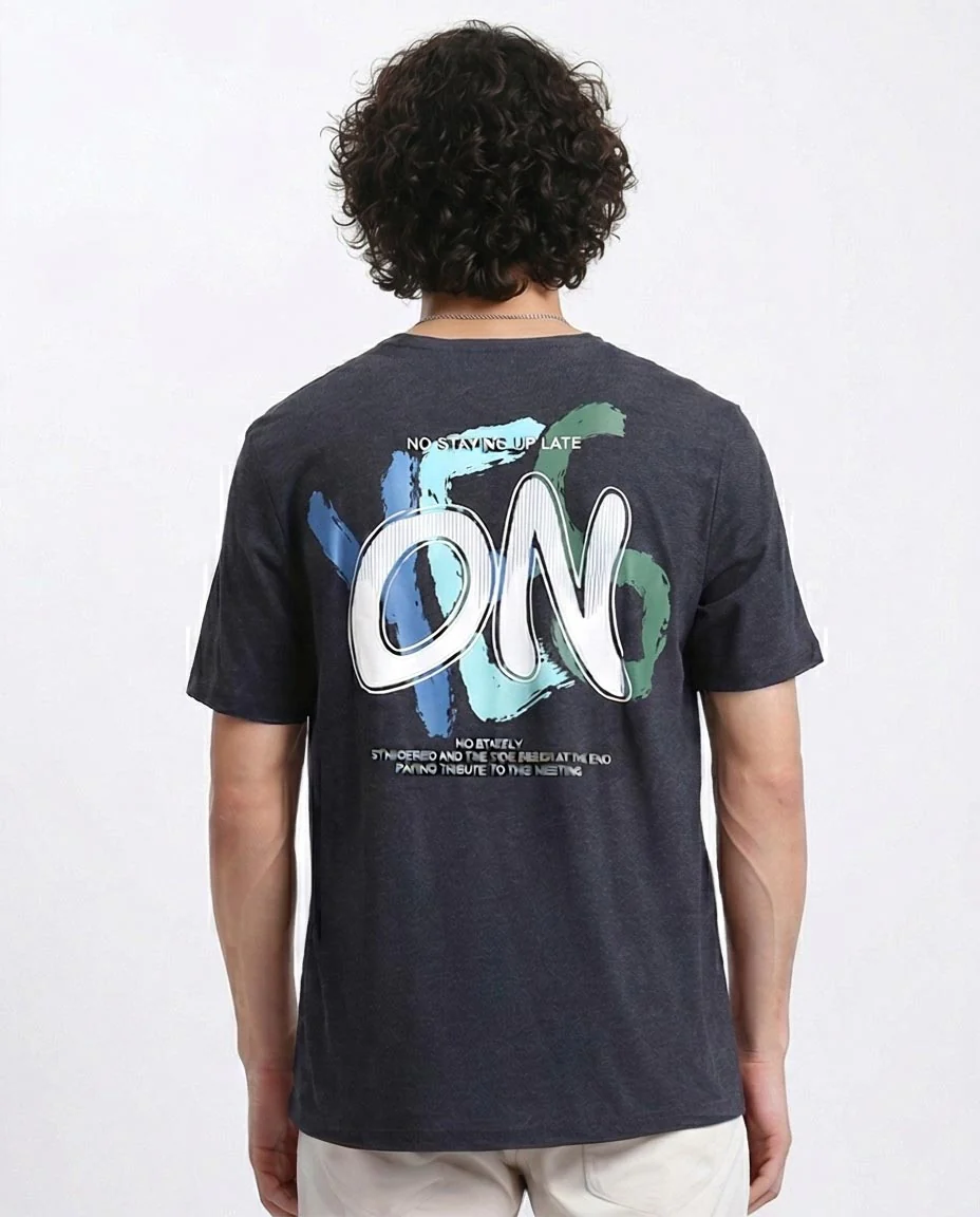 Ravin Men's Heather Black "ON" Graphic Streetwear T-Shirt - Heather Charcoal - R208589 - Image 2