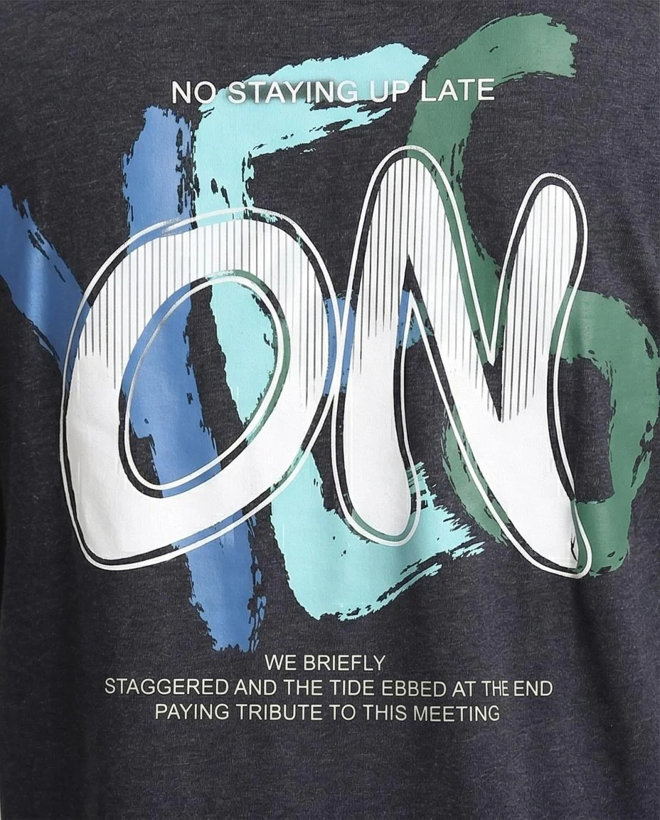 Ravin Men's Heather Black "ON" Graphic Streetwear T-Shirt - Heather Charcoal - R208589 - Image 3