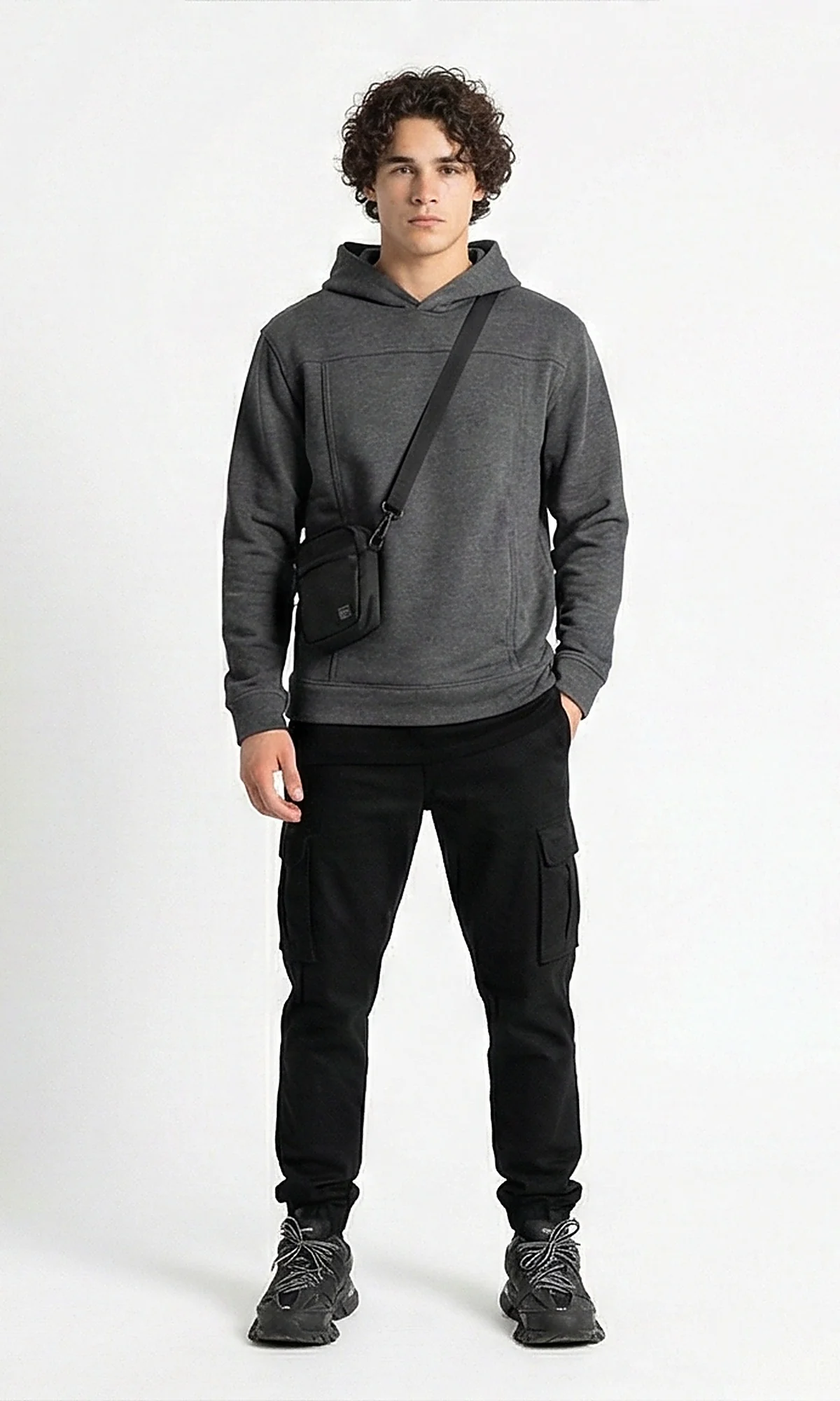 Ravin Men's Heather Grey Architectural Panel Hoodie - Image 3
