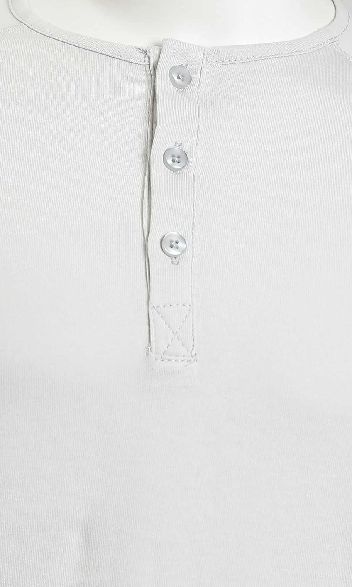 Essential Heather Grey Long Sleeve Henley Shirt - Image 3