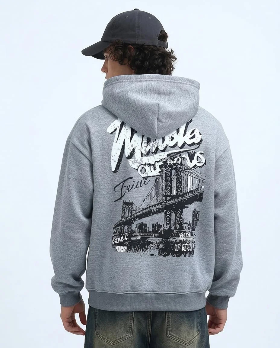 Men's Heather Grey Urban Bridge Graphic Hoodie - O200135 - Image 2