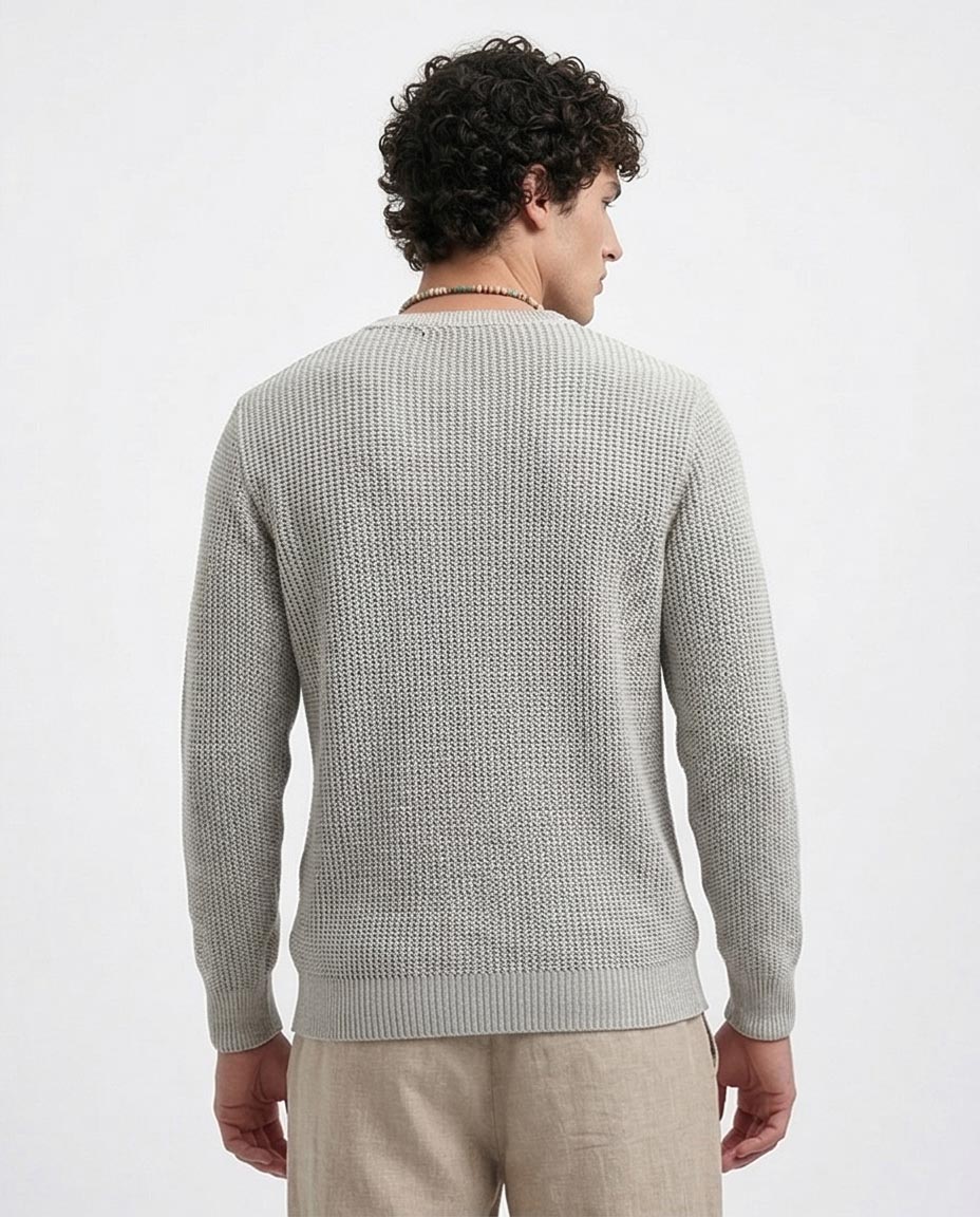 Men's Heather Grey Waffle Knit Pullover - O198293 - Image 2