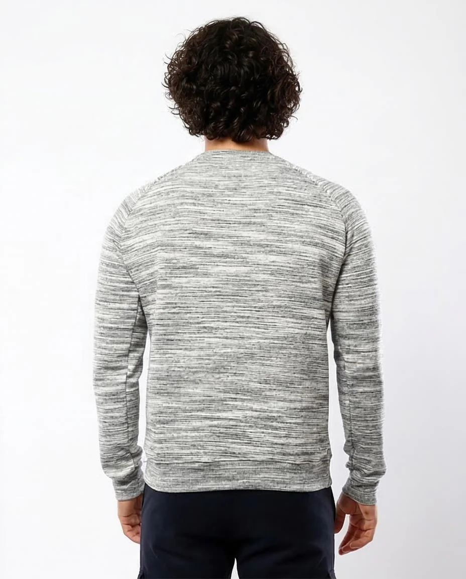 Men's Heathered Marled Raglan Crewneck Sweatshirt - Grey & White - 0180400 - Image 2