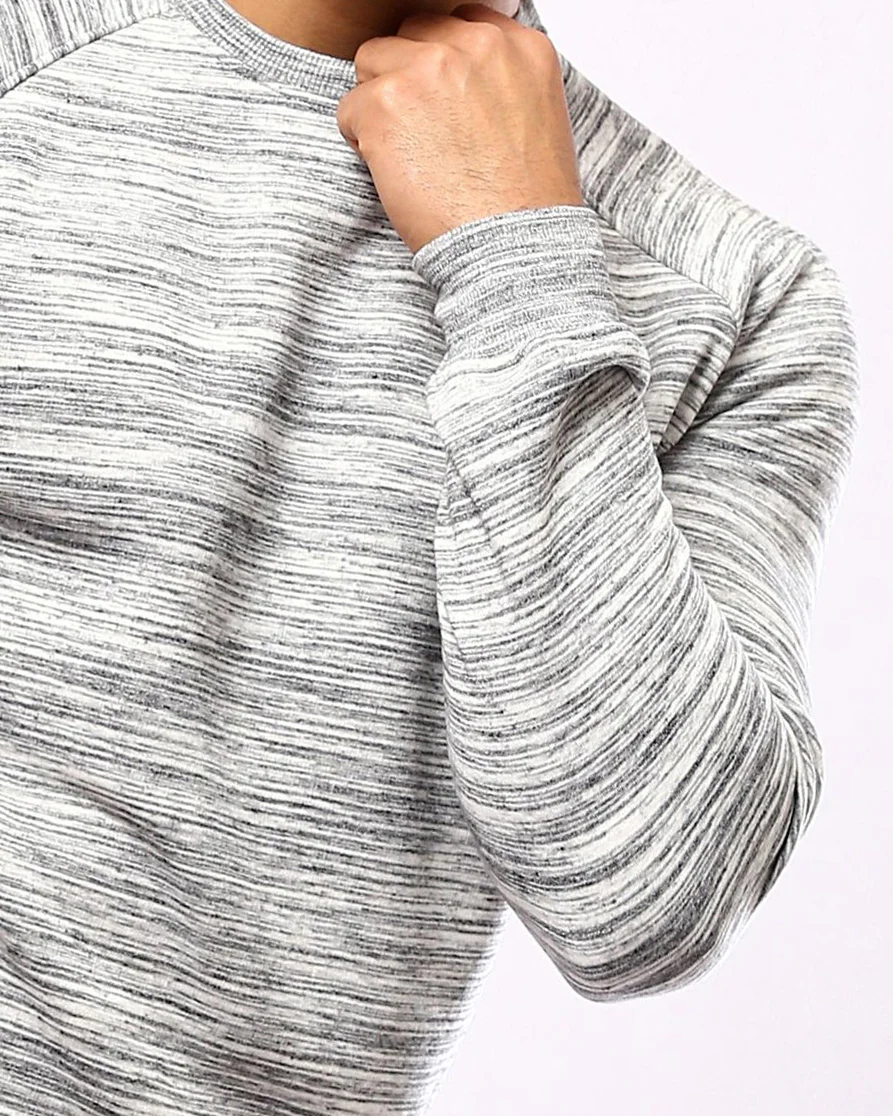 Men's Heathered Marled Raglan Crewneck Sweatshirt - Grey & White - 0180400 - Image 4