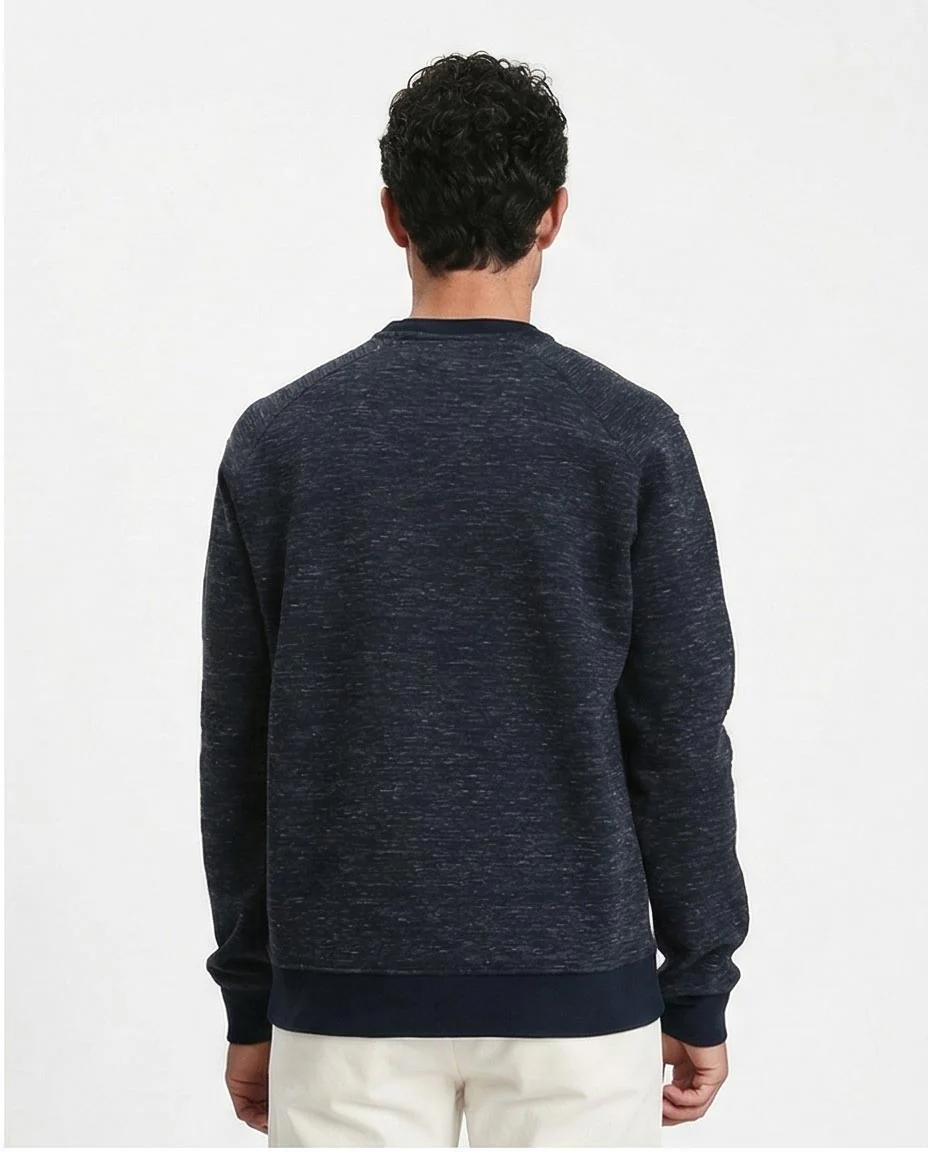 Ravin Men’s Heathered Raglan-Sleeve Navy Sweatshirt – Premium Textured Knit - R212103 - Image 2