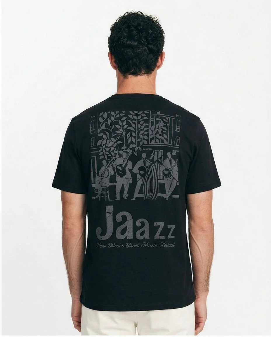 Ravin Men’s "Jaazz" Graphic T-Shirt – New Orleans Festival Edition - Black - R209359 - Image 2
