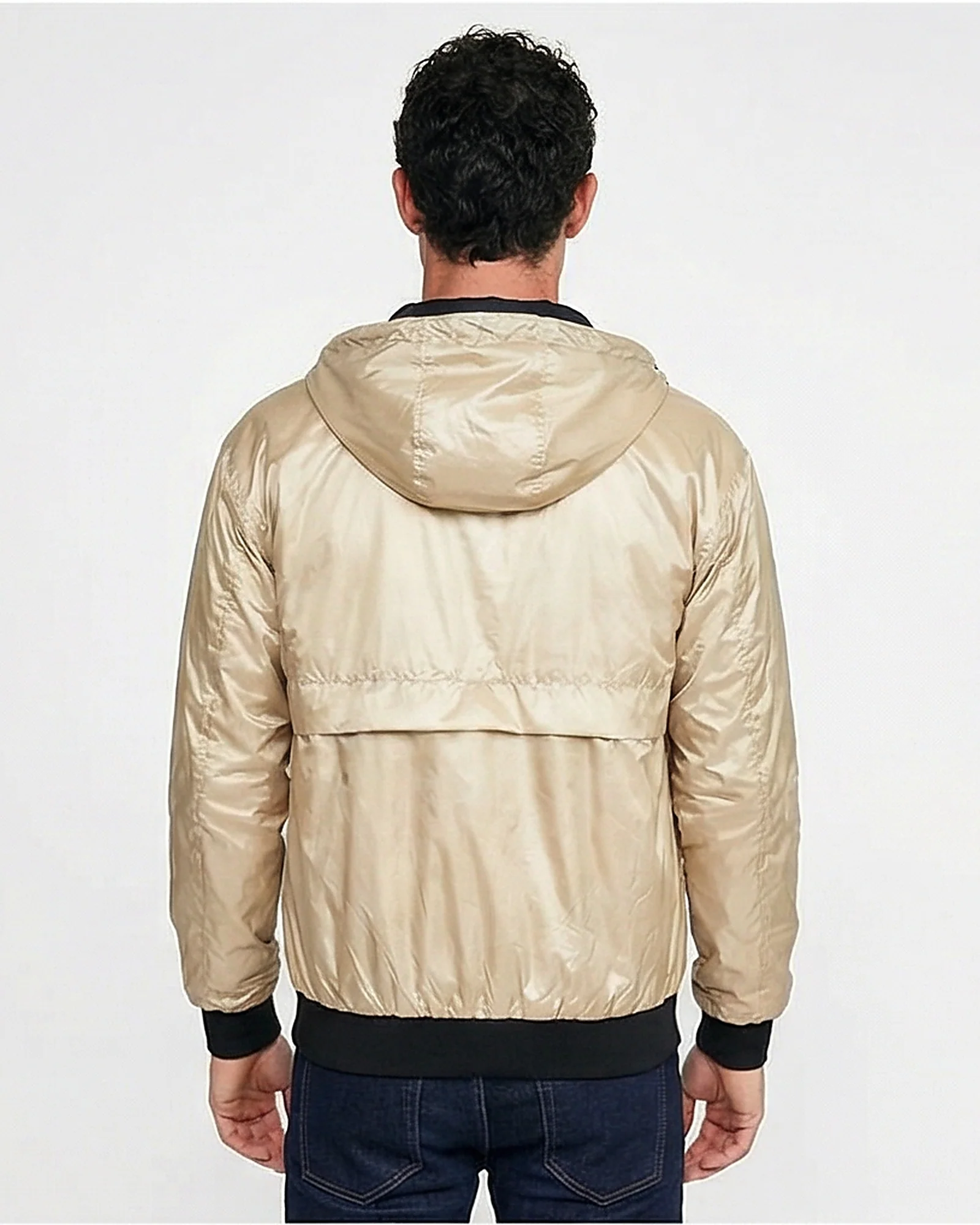 Champagne Metallic Hooded Bomber Jacket - R213111 - Image 2