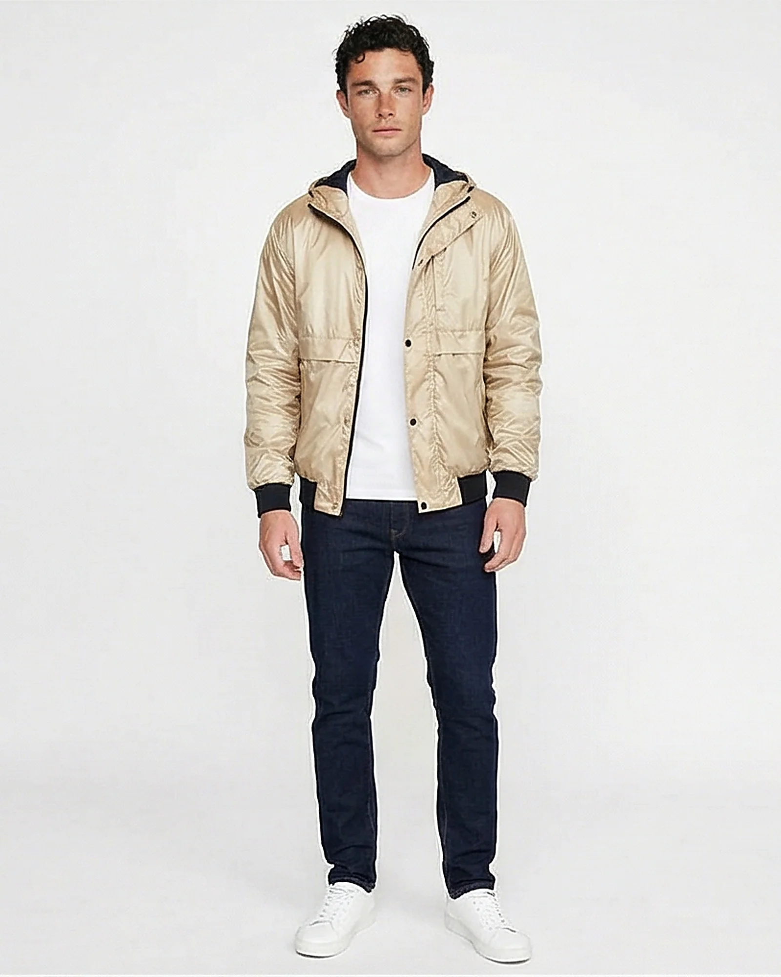 Champagne Metallic Hooded Bomber Jacket - R213111 - Image 3