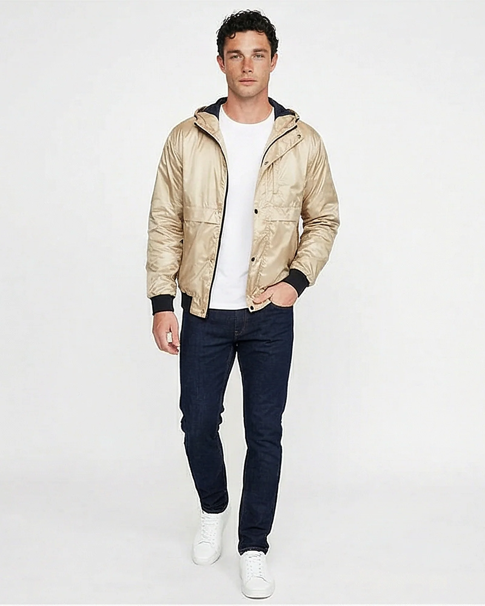 Champagne Metallic Hooded Bomber Jacket - R213111 - Image 4
