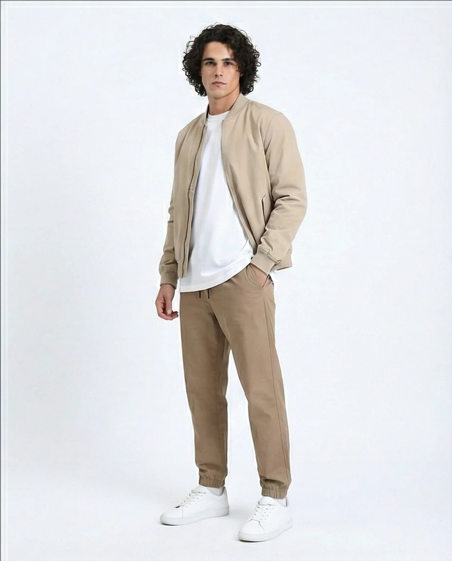 Ravin Men's Khaki Casual Drawstring Jogger Pants - Image 4