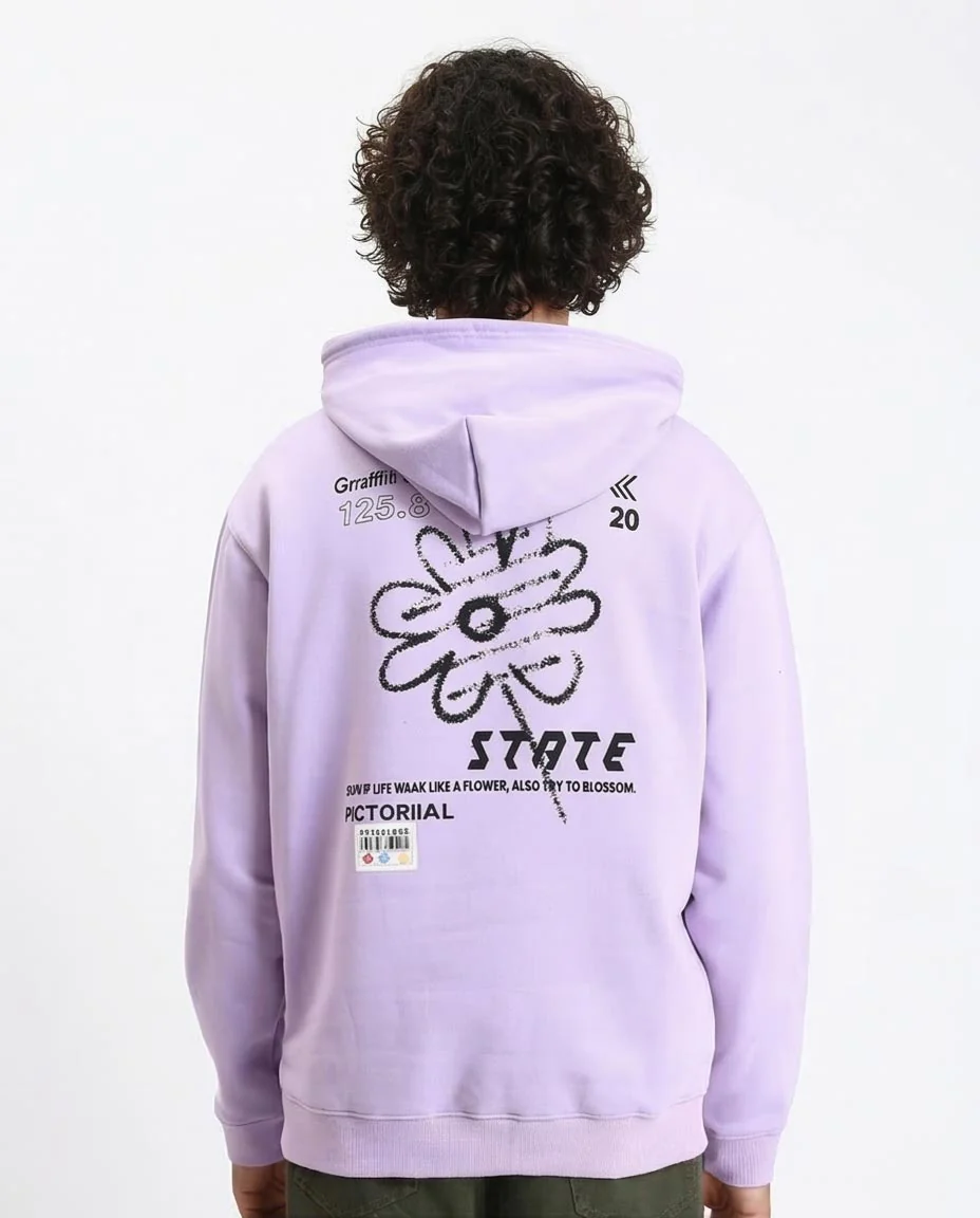 Ravin Men’s Lavender "State" Daisy Print Oversized Hoodie - R214396 - Image 2