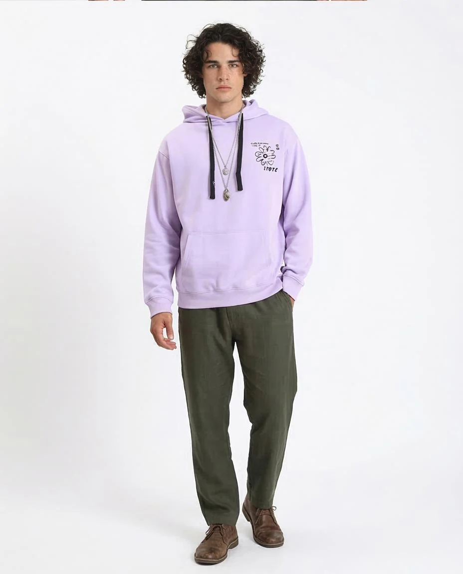 Ravin Men’s Lavender "State" Daisy Print Oversized Hoodie - R214396 - Image 3