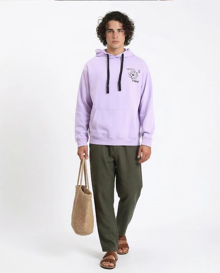 Ravin Men’s Lavender "State" Daisy Print Oversized Hoodie - R214396 - Image 4