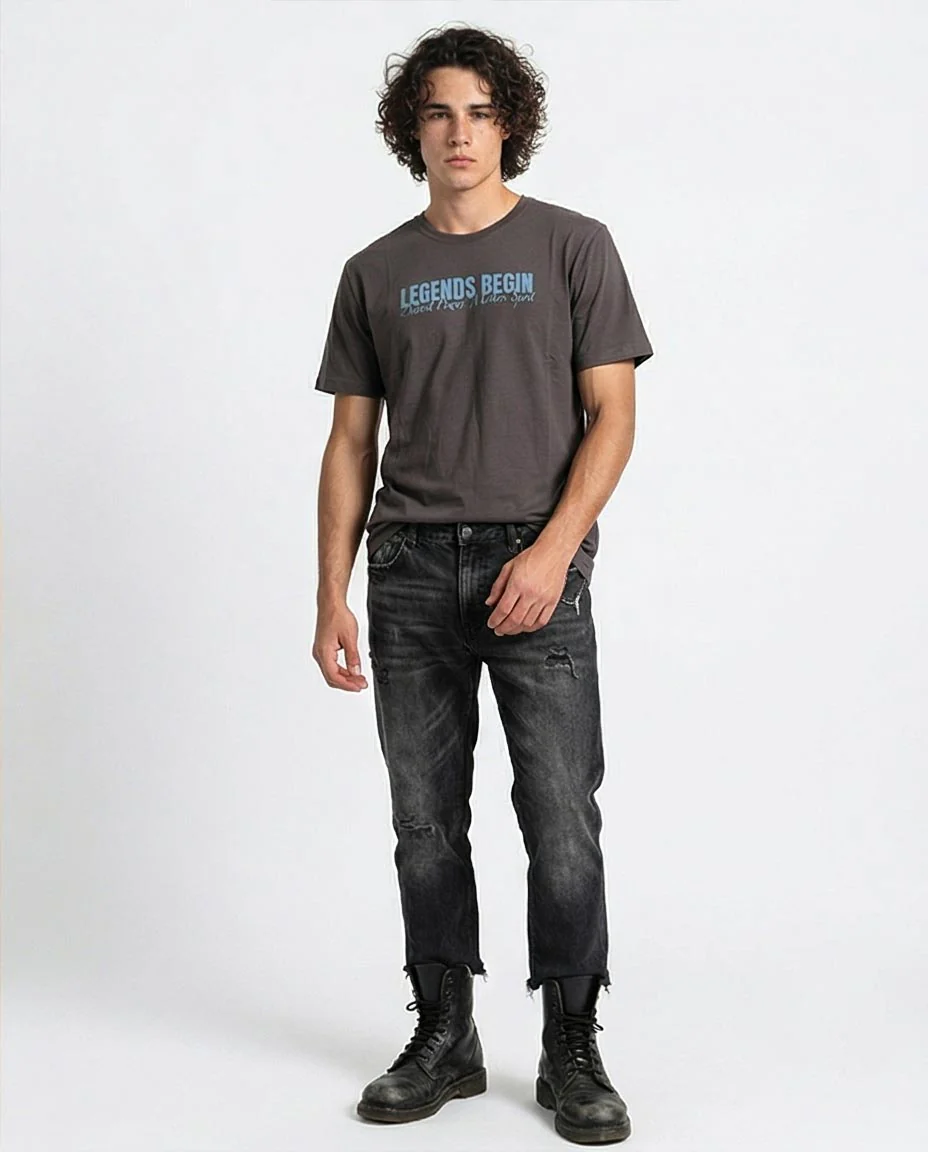 Ravin Men’s "Legends Begin" Dragon Graphic T-Shirt – Charcoal Grey Streetwear Tee- O203111 - Image 4