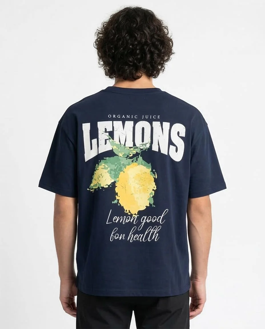 Ravin Men’s "Lemons" Boxy Graphic T-Shirt - Navy - R216577 - Image 2