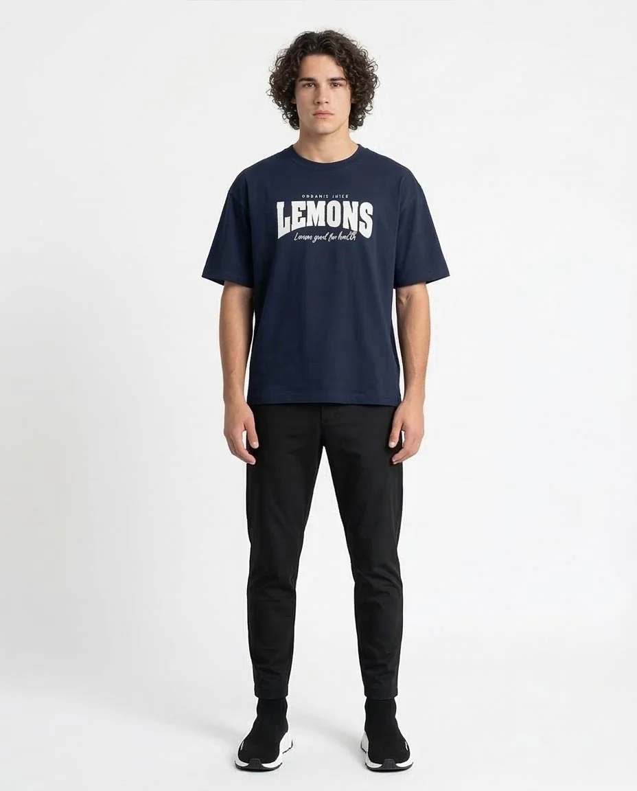 Ravin Men’s "Lemons" Boxy Graphic T-Shirt - Navy - R216577 - Image 3