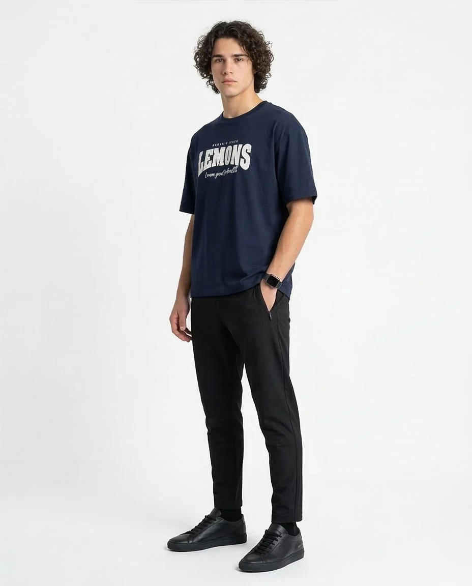 Ravin Men’s "Lemons" Boxy Graphic T-Shirt - Navy - R216577 - Image 4