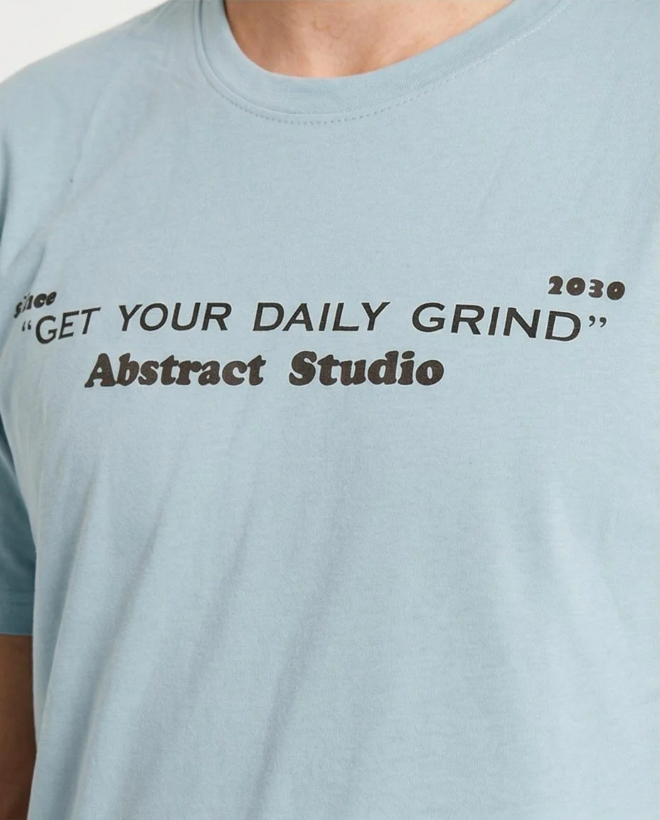 Ravin Men’s Light Blue "Daily Grind" Abstract Typography T-Shirt – Relaxed Fit Graphic Tee  – O203100 - Image 3