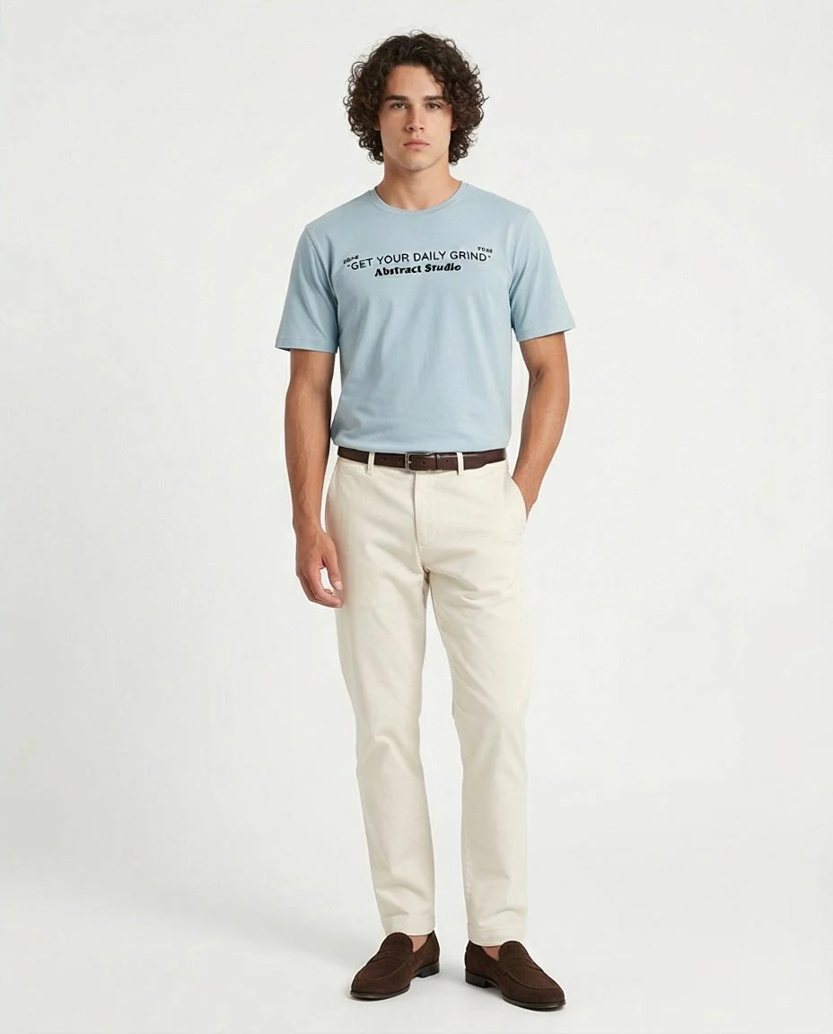 Ravin Men’s Light Blue "Daily Grind" Abstract Typography T-Shirt – Relaxed Fit Graphic Tee  – O203100 - Image 4