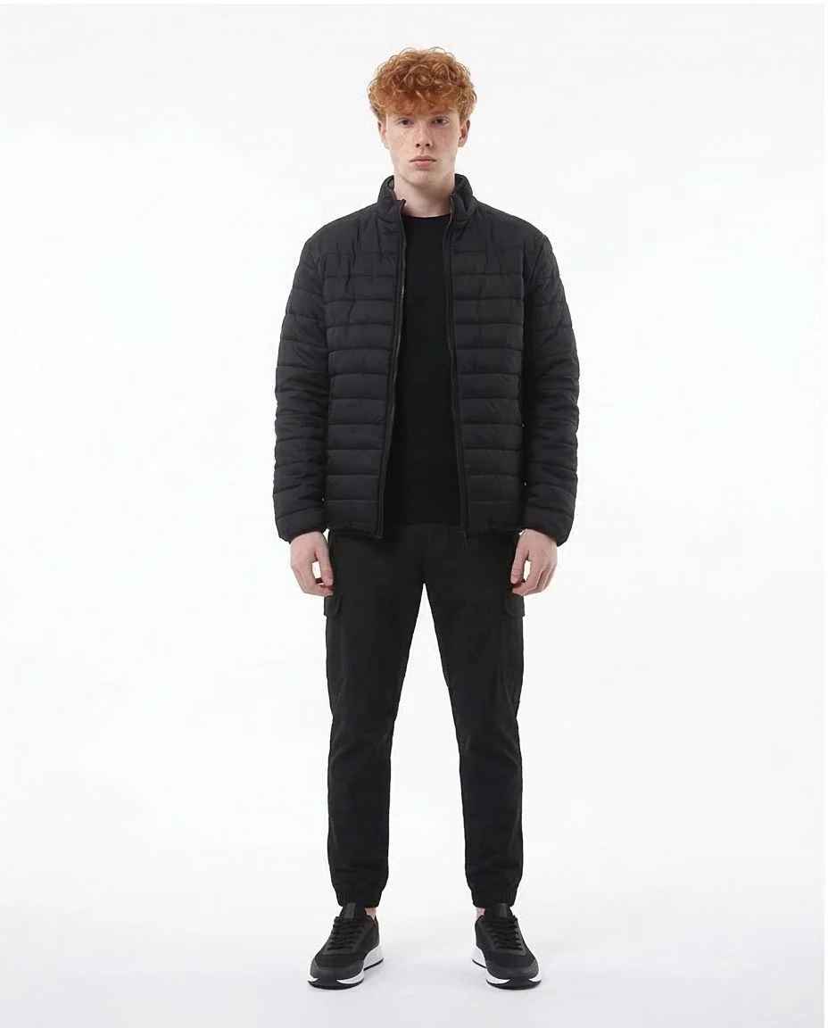 Men's Lightweight Quilted Puffer Jacket in Obsidian Black - O173259 - Image 3