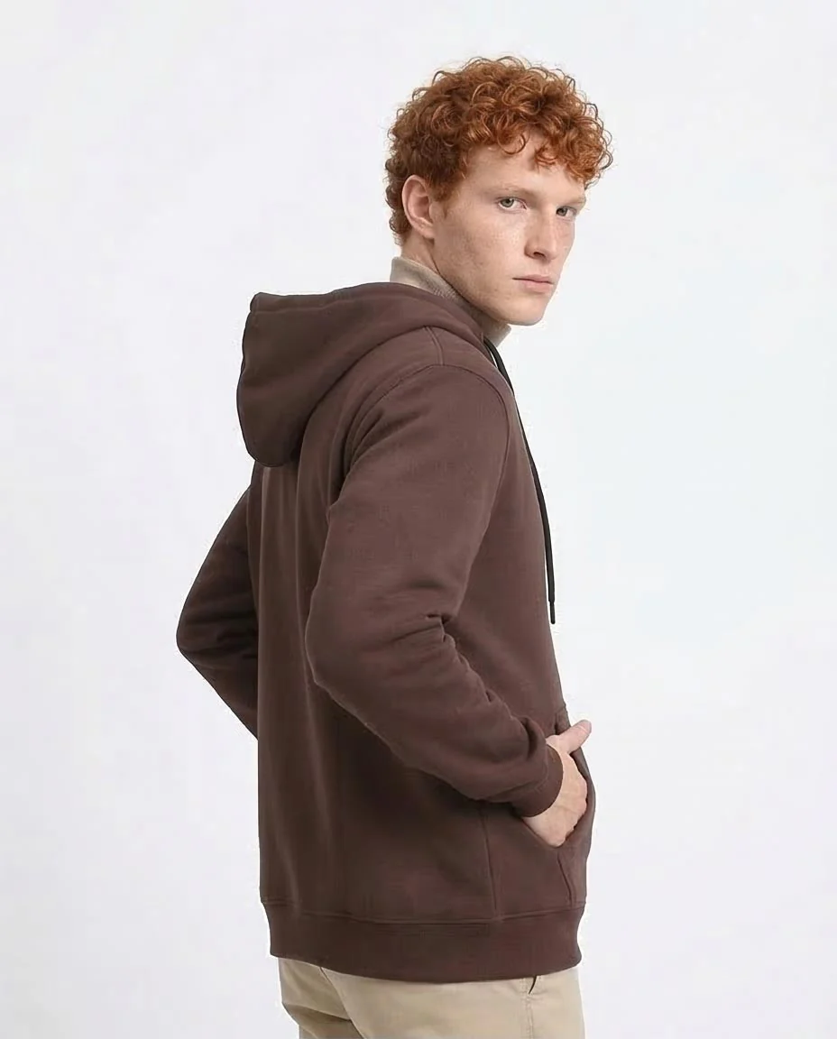 Ravin Men’s Long Sleeve Full-Zip Hooded Sweatshirt with Kangaroo Pockets– Rich Chocolate - R206843 - Image 2