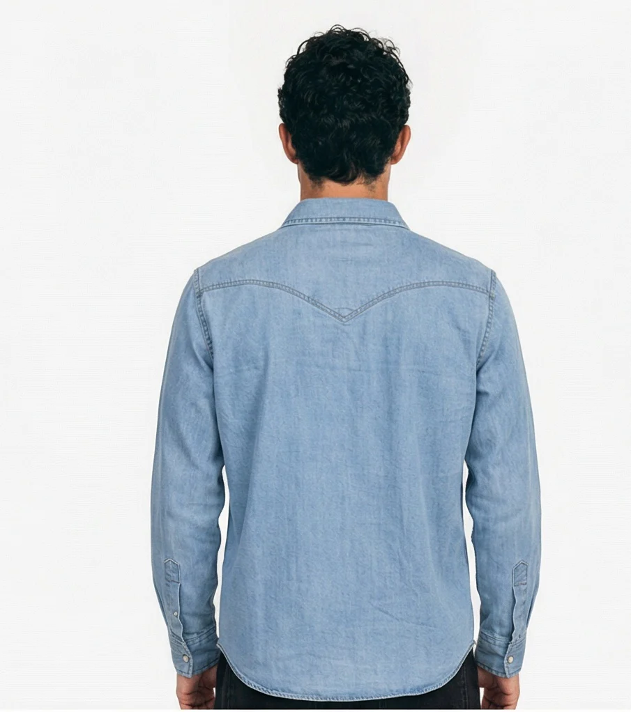 Light Wash Western Denim Long Sleeve Shirt - R217498 - Image 2