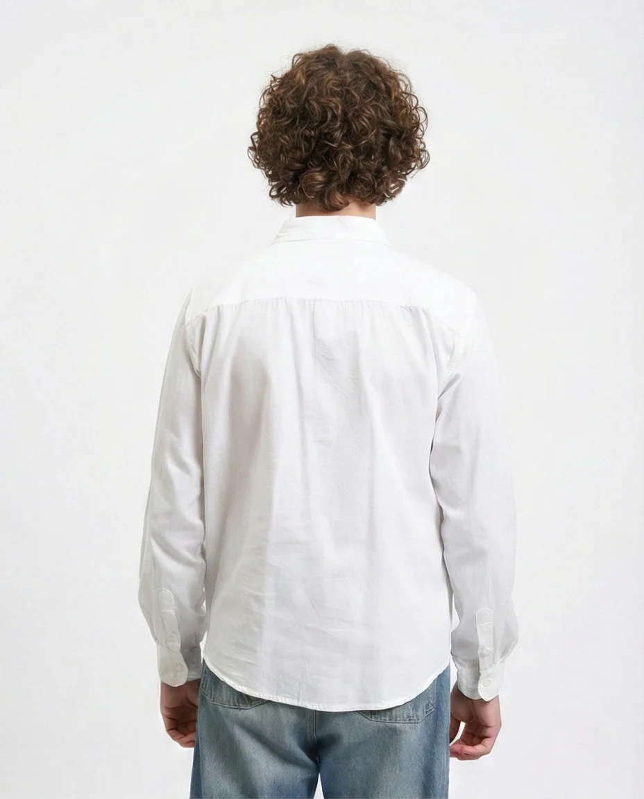 White Popover Long Sleeve Relaxed Shirt - R209771 - Image 2