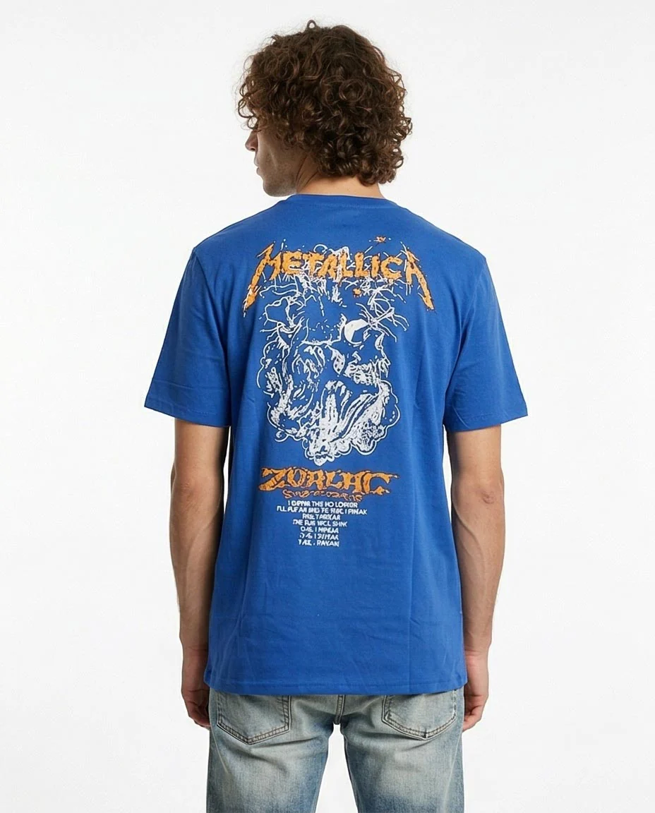 Ravin Men's Metallica Graphic Band Tee – Royal Blue 100% Cotton – O203104 - Image 2