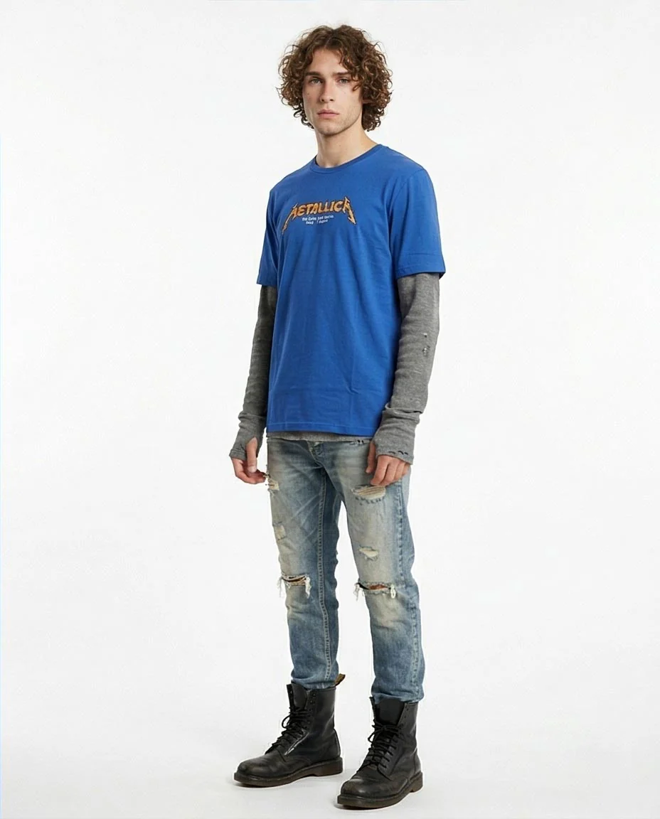 Ravin Men's Metallica Graphic Band Tee – Royal Blue 100% Cotton – O203104 - Image 4