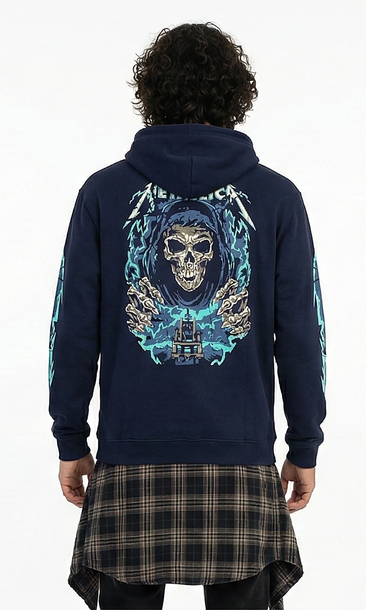 Ravin Men's Metallica Graphic Print Navy Hoodie - Image 2