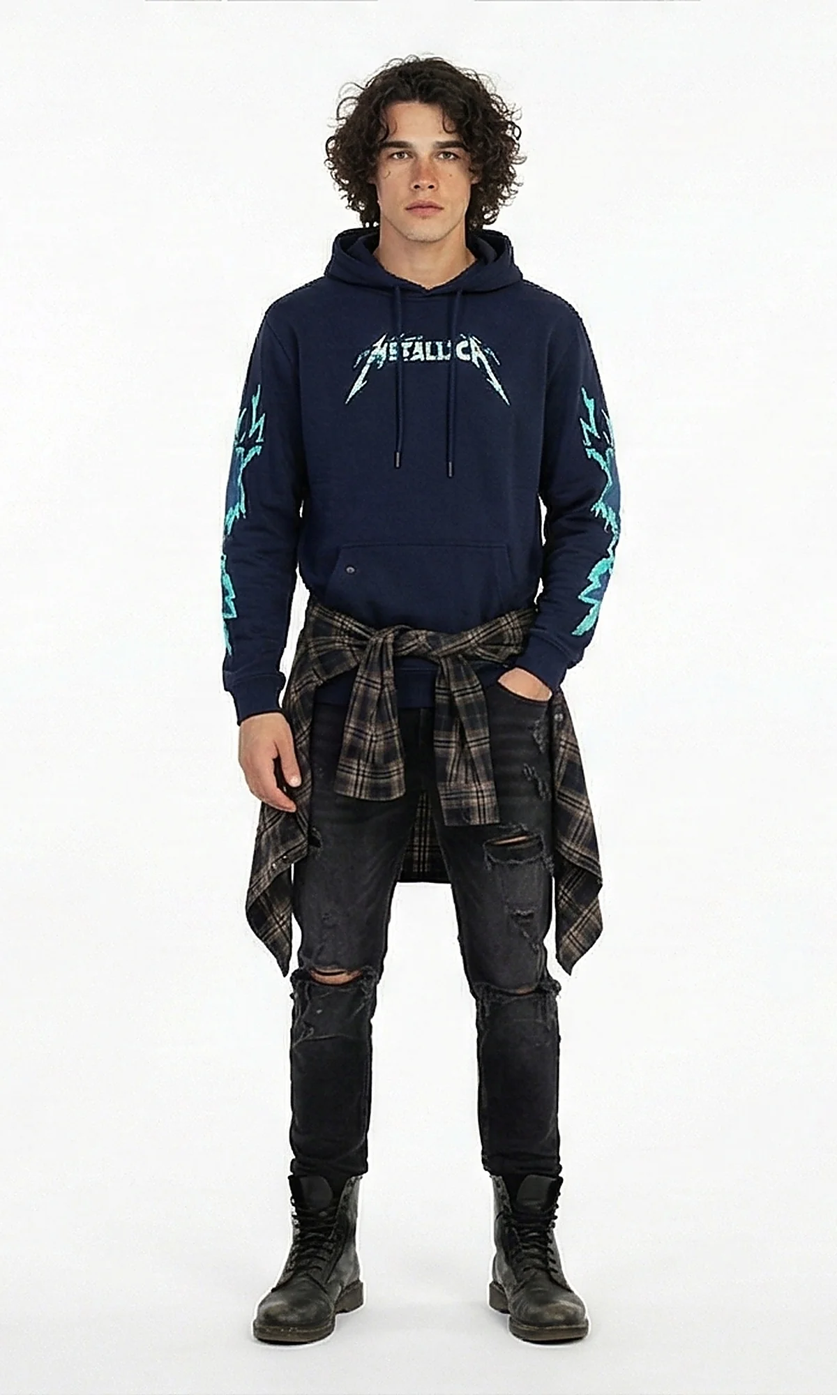 Ravin Men's Metallica Graphic Print Navy Hoodie - Image 3
