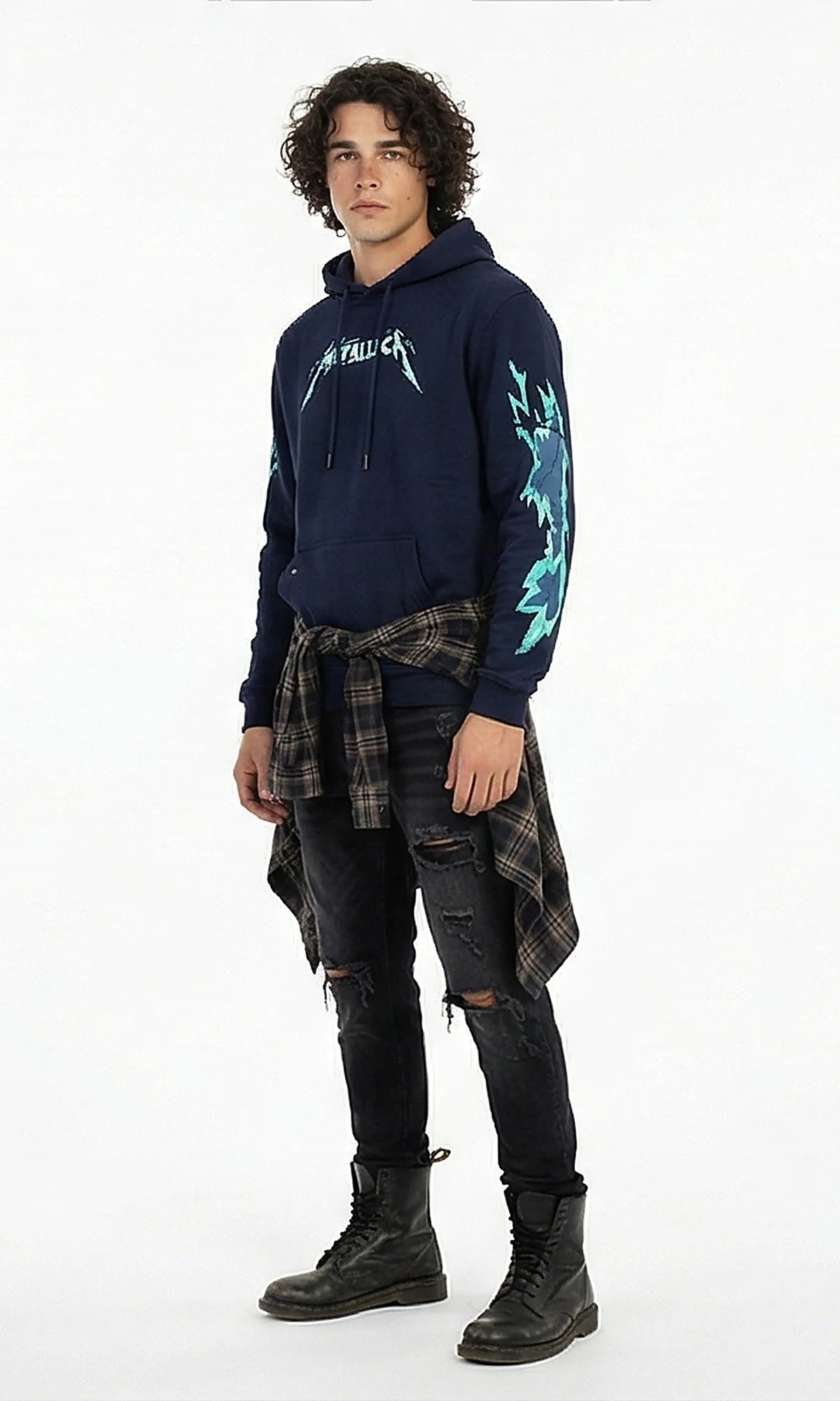 Ravin Men's Metallica Graphic Print Navy Hoodie - Image 4