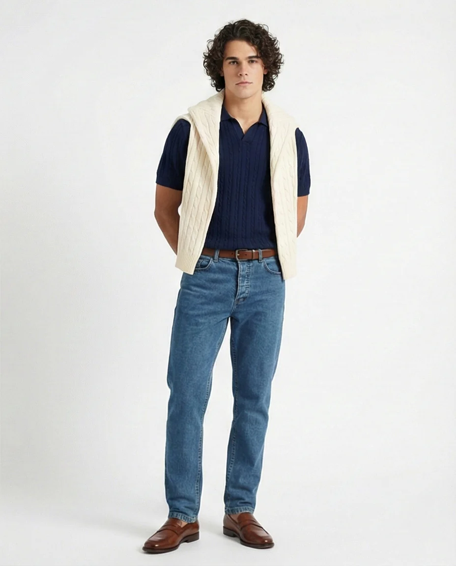 Mid-Wash Classic Straight Leg Denim Jeans - O192889 - Image 3