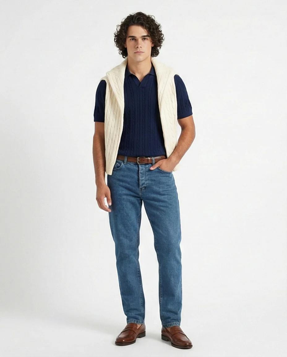 Mid-Wash Classic Straight Leg Denim Jeans - O192889 - Image 4