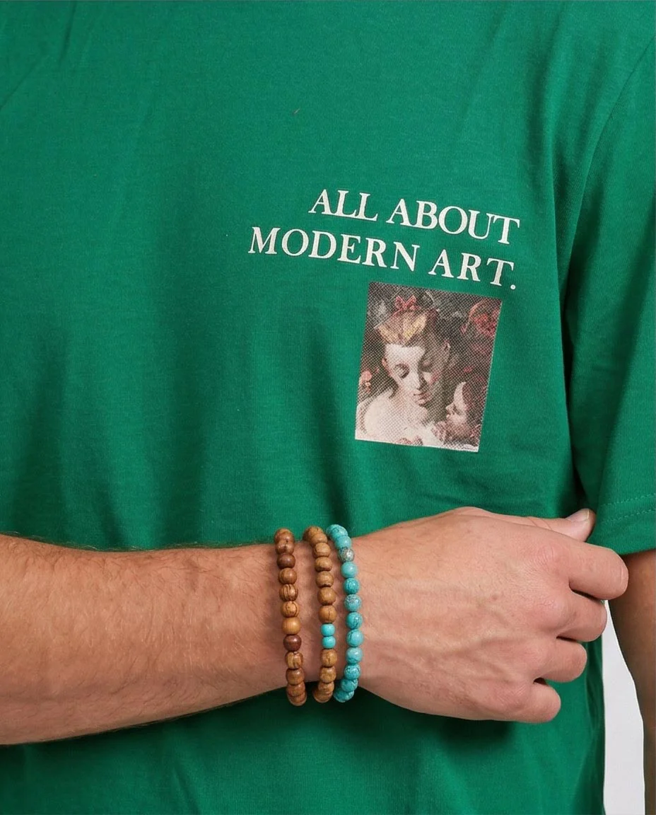 Ravin Men's "Modern Art" Graphic T-Shirt in Forest Green – Relaxed Fit Renaissance Tee - O203070 - Image 3