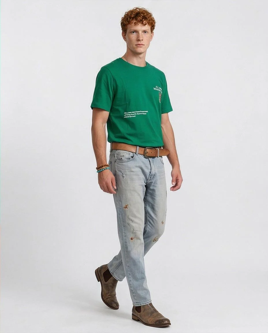 Ravin Men's "Modern Art" Graphic T-Shirt in Forest Green – Relaxed Fit Renaissance Tee - O203070 - Image 4