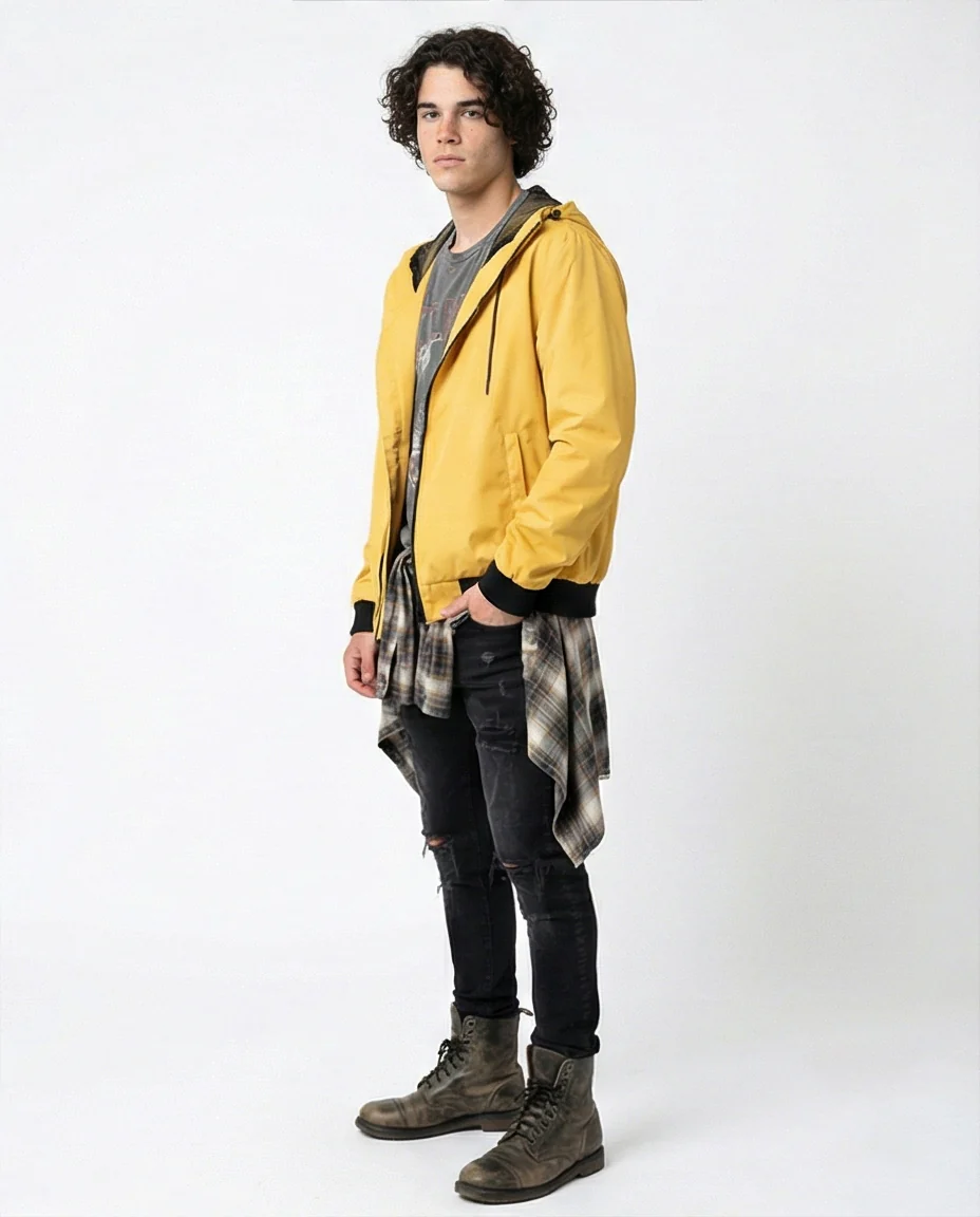 Mustard Yellow Hooded Mesh-Lined Bomber Jacket - O175901 - Image 4